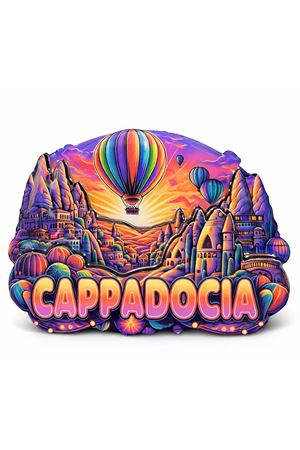 Kapadokya Temalı Ahşap Buzdolabı Magneti Model 2