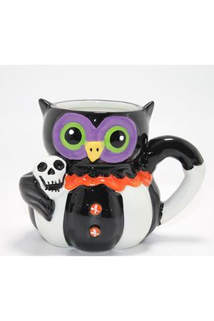 Kurukafa Tutan Baykuş Figürlü Seramik Kupa Bardak