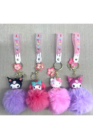 Ponponlu Kuromi Ve Hello Kitty Karışık Anahtarlık
