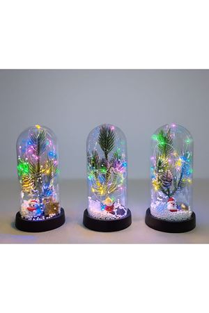 Yılbaşı Temalı Işıklı Dekoratif Cam Fanus - Model 9