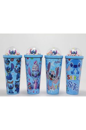 Sevimli Stitch Pipetli Boncuklu Termos Ve Suluk