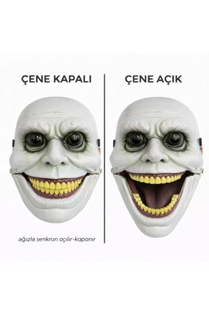 Hareketli Çene Mekanizmalı Yeşil Korku Maskesi