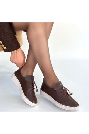 Warte Acı Kahve Deri Bağcıklı Spor Ayakkabı