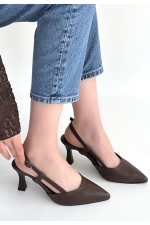 Hoost Kahverengi Cilt Topuklu Ayakkabı
