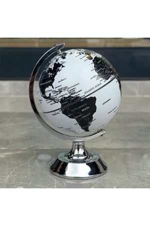 Metal Ayaklı Siyah Beyaz Dünya Küresi