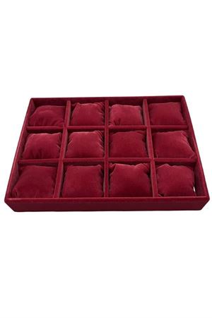 12'li Anfora Kumaş Yastıklı Tabla - Bordo