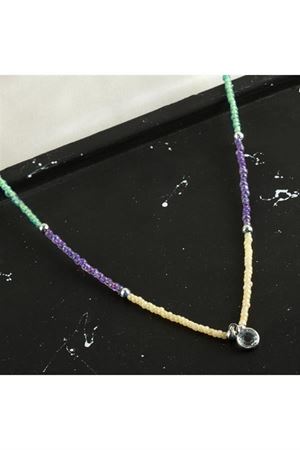 Renkli Kum Boncuk Taşlı Kolye - Model-1