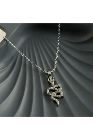 Yılan Zirkon Taşlı Yeni Sezon Kolye - Sarı
