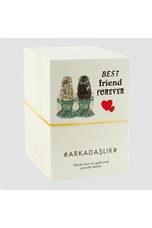 3'lü Arkadaşlık Bilekliği Yazılı Bileklik Kartı 200 Adet - Beyaz