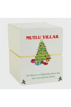 Mutlu Yıllar Bileklik Kartı 200 Adet - Beyaz
