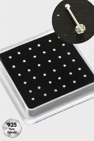 2 mm Tek Taşlı Gümüş Hızma 36 Adet - Gümüş Rengi