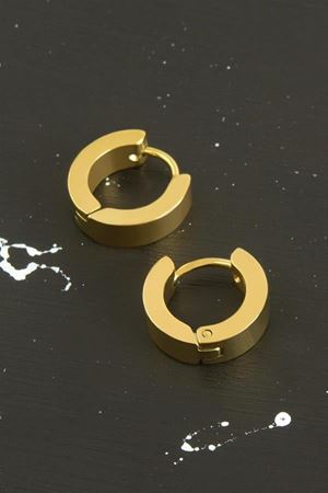Sarı Renkli Erkek Çelik Küpe 1,5 cm - Sarı
