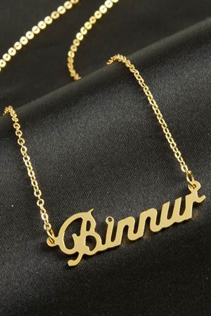 Binnur isimli kolye (Kişiye Özel) - Sarı