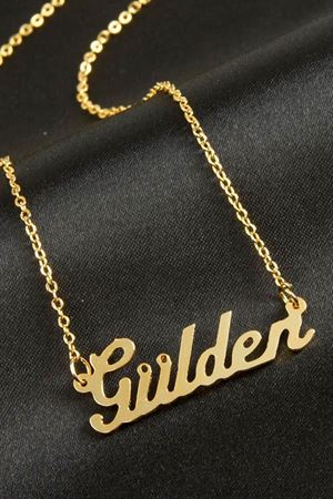 Gülden isimli kolye (Kişiye Özel) - Sarı