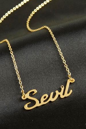 Sevil isimli kolye (Kişiye Özel) - Sarı