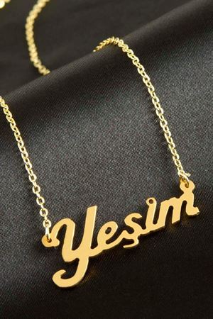 Yeşim isimli kolye (Kişiye Özel) - Sarı