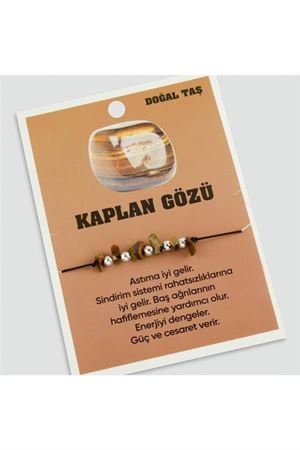 Kaplangözü Doğaltaşlı İp Bileklik - Kahverengi