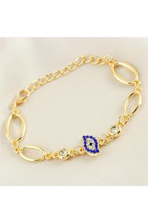 Oval Nazar Taşlı Trend Bileklik - Sarı
