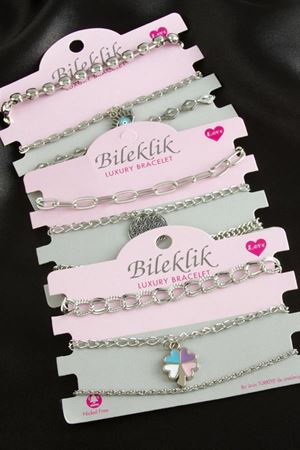 Karışık Trend Zincir Bileklik - Gümüş Rengi
