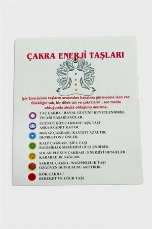 3'lü Çakra Enerji Taşları Bileklik Kartı - Beyaz