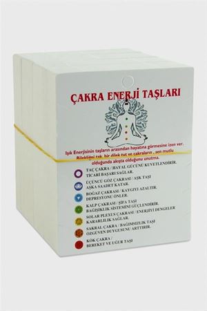 3'lü Çakra Enerji Taşları Bileklik Kartı - Beyaz