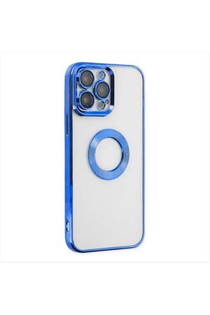 iPhone 12 Pro Lüx Lensli Lazer Silikon Kılıf (Kamera Korumalı) - Mavi