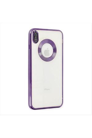 iPhone XS Max Lüx Lensli Lazer Silikon Kılıf (Kamera Korumalı) - Mor