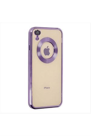 iPhone XR Lüx Lensli Lazer Silikon Kılıf (Kamera Korumalı) - Mor