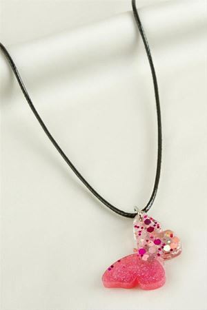 Kelebek Epoksi Kolye - Pembe