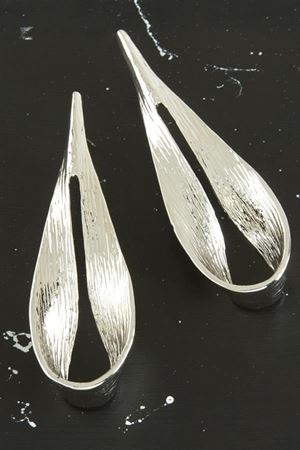 Oval Yeni Sezon Metal Küpe - Gümüş Rengi