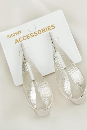 Oval Yeni Sezon Metal Küpe - Gümüş Rengi