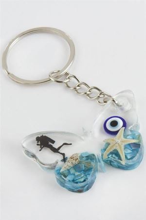 Kelebek Epoksi Anahtarlık - Mavi