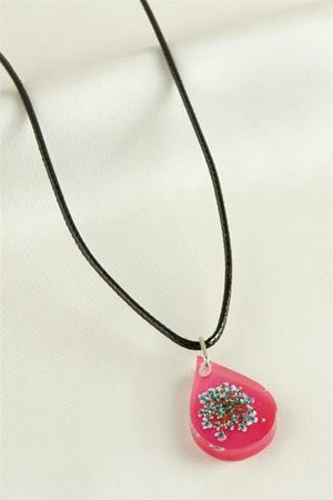 Sultan Çiçeği Damla Epoksi Kolye - Pembe