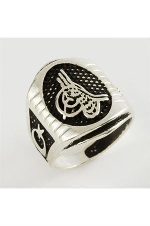 Tuğra Metal Erkek Yüzük - Gümüş Rengi