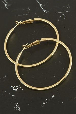 Ezme Lüks Çelik Halka Küpe 4 cm - Sarı