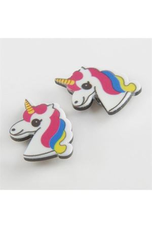 Unicorn Mıknatıslı Plastik Çocuk Küpesi - Beyaz