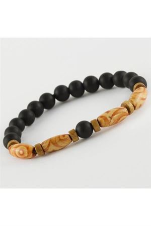 Onix Ahşap Trend Yeni Sezon Doğaltaşlı Bileklik - Siyah