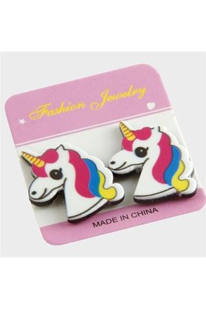 Unicorn Mıknatıslı Plastik Çocuk Küpesi - Beyaz