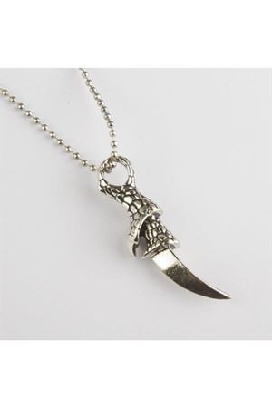 Hançer Figürlü Metal Kolye - Gümüş Rengi