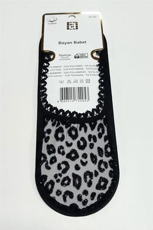 Benekli Dantel Babet Çorap - Siyah