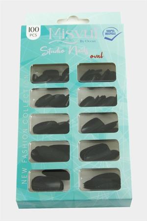 Misyul Oval Mat Takma Tırnak 100 Adet - Siyah