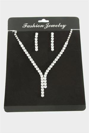 Tamtur Zirkon Taşlı Lüks Set Kolye 5 mm - Gümüş Rengi