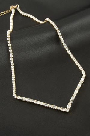 Üçgen Tamtur Zirkon Taşlı Lüks Kolye 2 mm - Sarı