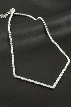 Üçgen Tamtur Zirkon Taşlı Lüks Kolye 2 mm - Gümüş Rengi