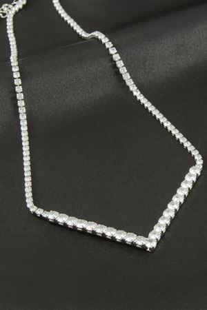 Üçgen Tamtur Zirkon Taşlı Lüks Kolye 4 mm - Gümüş Rengi