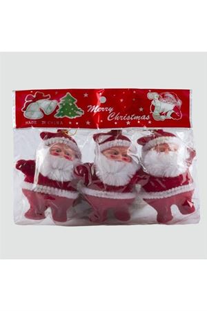3'lü Noel Baba Yılbaşı Ağaç Süsü - Kırmızı