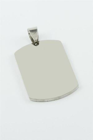 Künye İsim Yazılabilir Çelik Kolye Ucu 2*3,5 cm - Gümüş Rengi