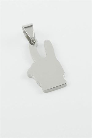 Zafer İşareti Çelik Kolye Ucu 2,8 cm - Gümüş Rengi
