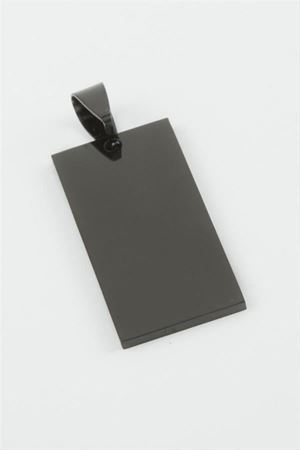 Dikdörtgen İsim Yazılabilir Çelik Kolye Ucu 1,6*3,5 cm - Siyah