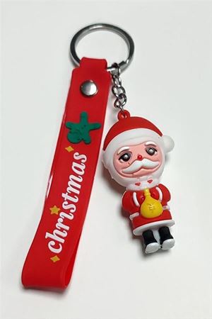 Yılbaşı Noel Baba Silikon Anahtarlık - Kırmızı